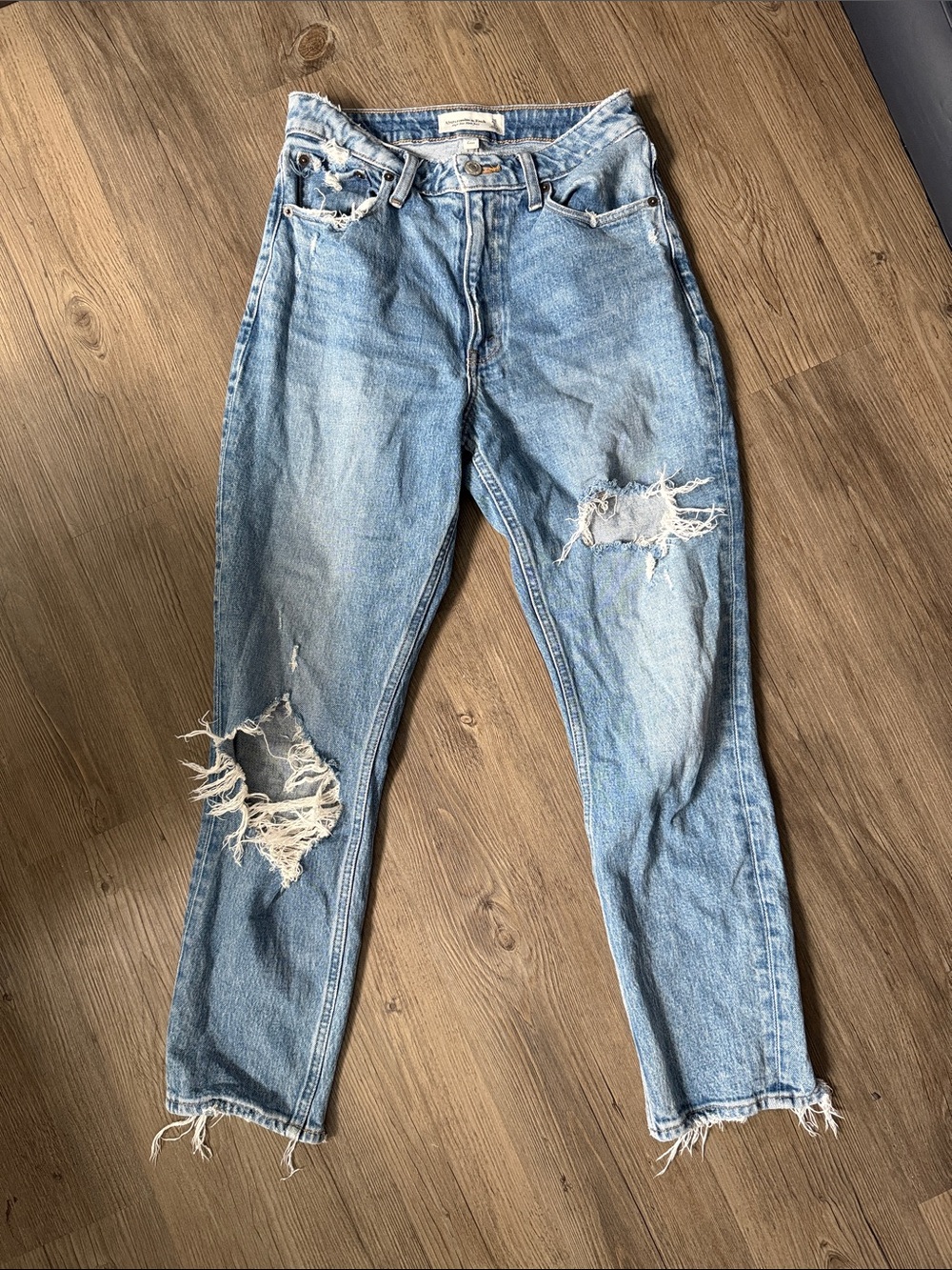 Abercrombie & Fitch Distressed High-Rise Mom Jeans
